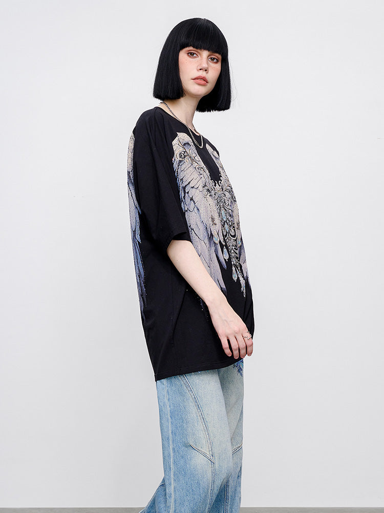 TCH Pre-sale Sparkling Rhinestone Wings Luxury T-Shirt black HighEnd Luxury Streetwear Brand Official Showcase