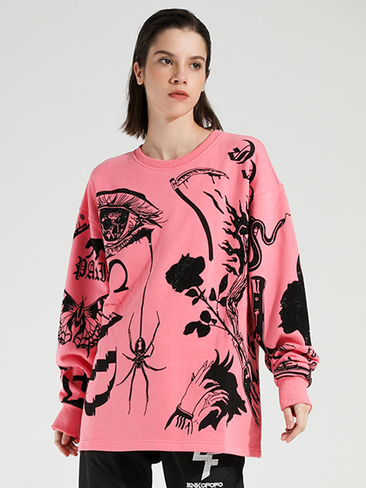 tch print long sleeve cotton unisex sweatshirt pink HighEnd Luxury Streetwear Brand Official Showcase