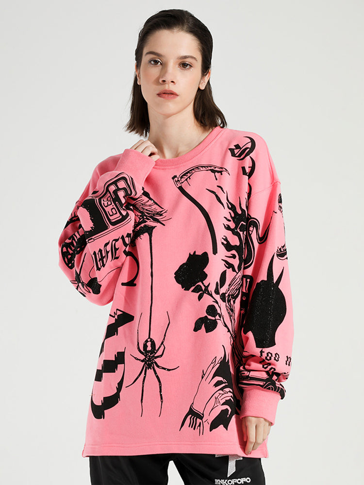 tch print long sleeve cotton unisex sweatshirt pink HighEnd Luxury Streetwear Brand Official Showcase