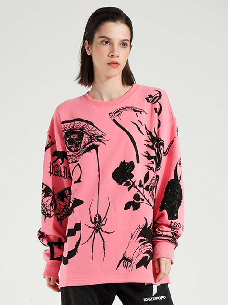 tch print long sleeve cotton unisex sweatshirt pink HighEnd Luxury Streetwear Brand Official Showcase