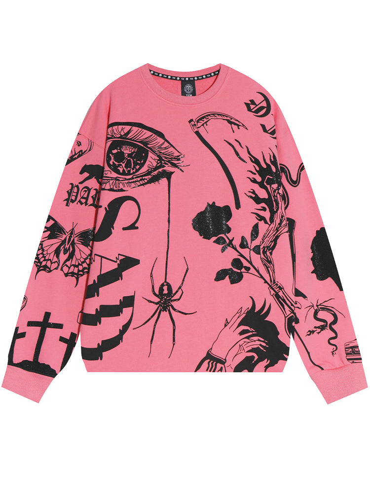 tch print long sleeve cotton unisex sweatshirt pink HighEnd Luxury Streetwear Brand Official Showcase