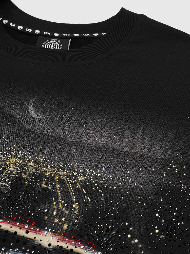 tch retro rhinestone unisex graphic pullover black HighEnd Luxury Streetwear Brand Official Showcase