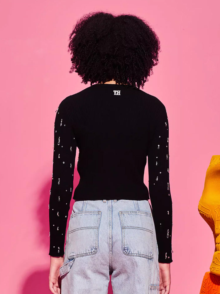 tch rhinestone allover sparkle knit sweater black HighEnd Luxury Streetwear Brand Official Showcase