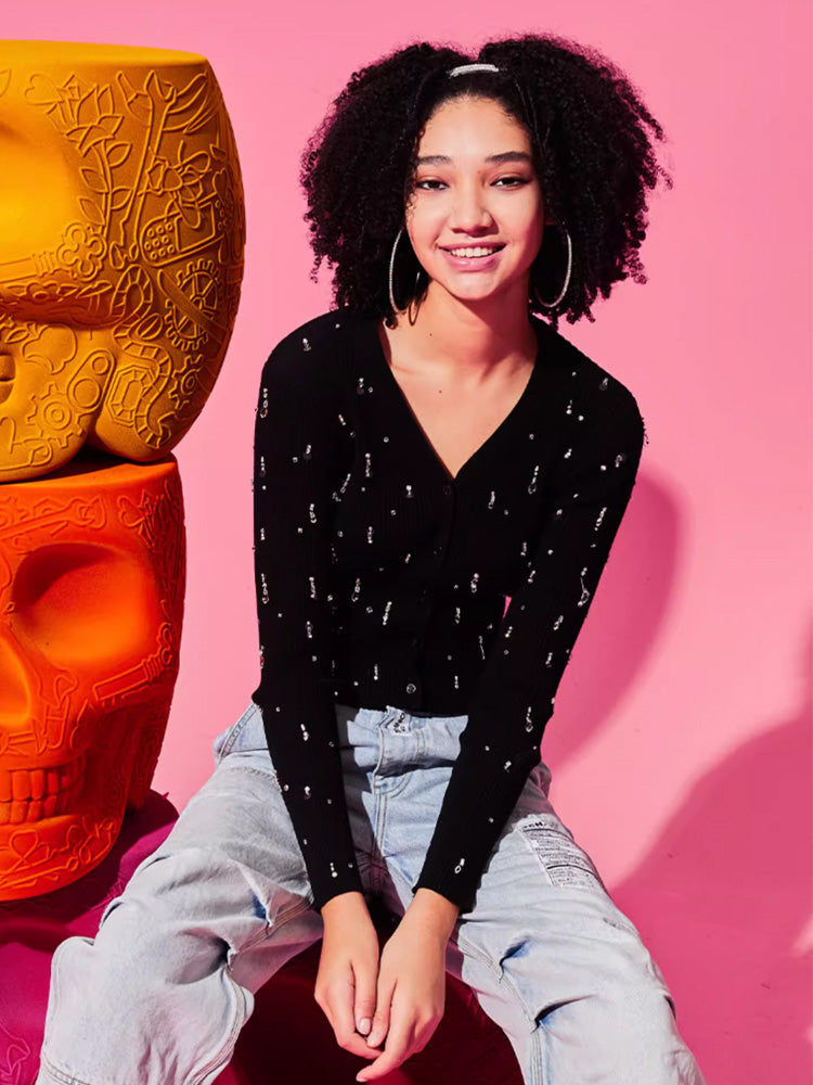 tch rhinestone allover sparkle knit sweater black HighEnd Luxury Streetwear Brand Official Showcase