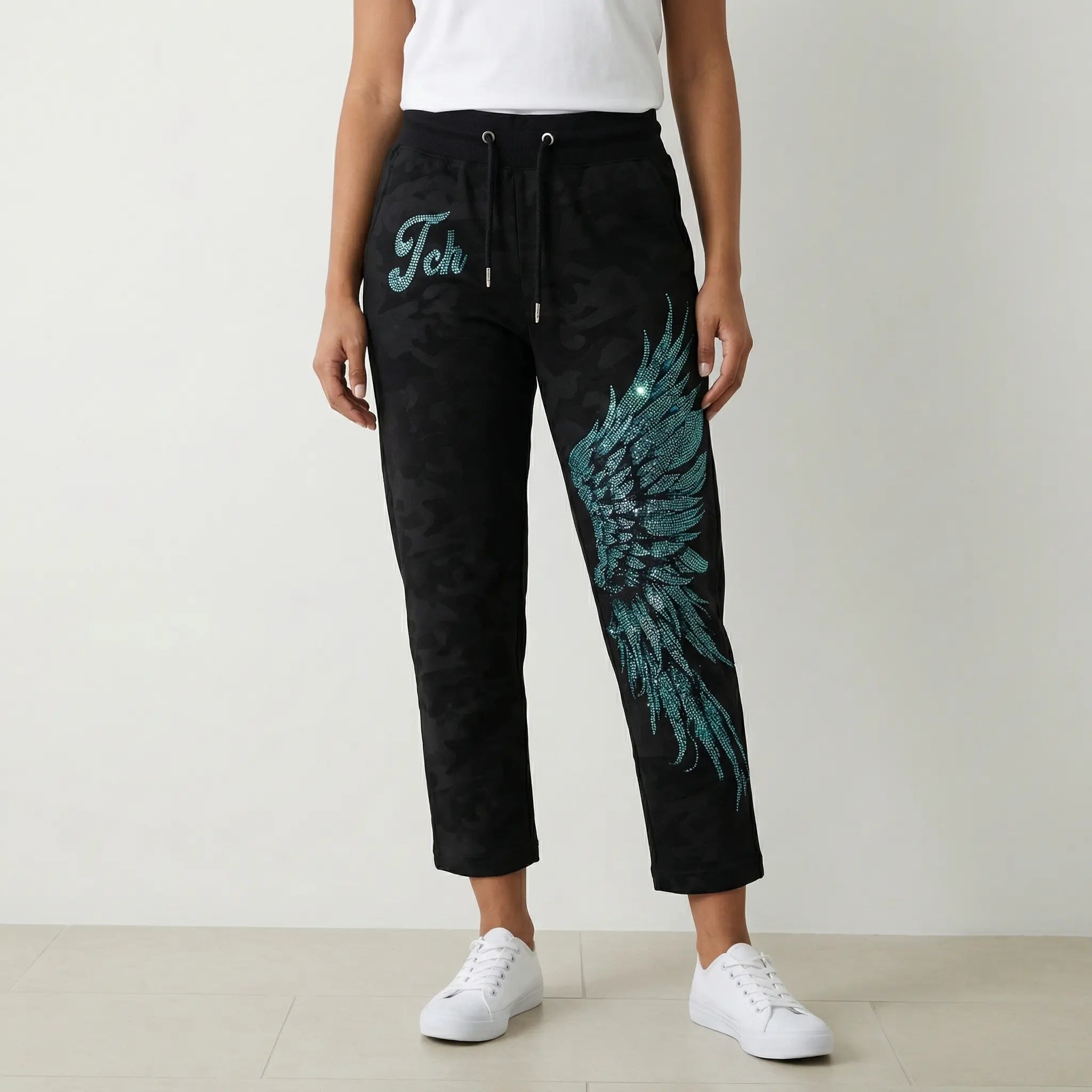 TCH Rhinestone Angel Wing Camo Jogger Pants Luxury Streetwear Brand Official Showcase