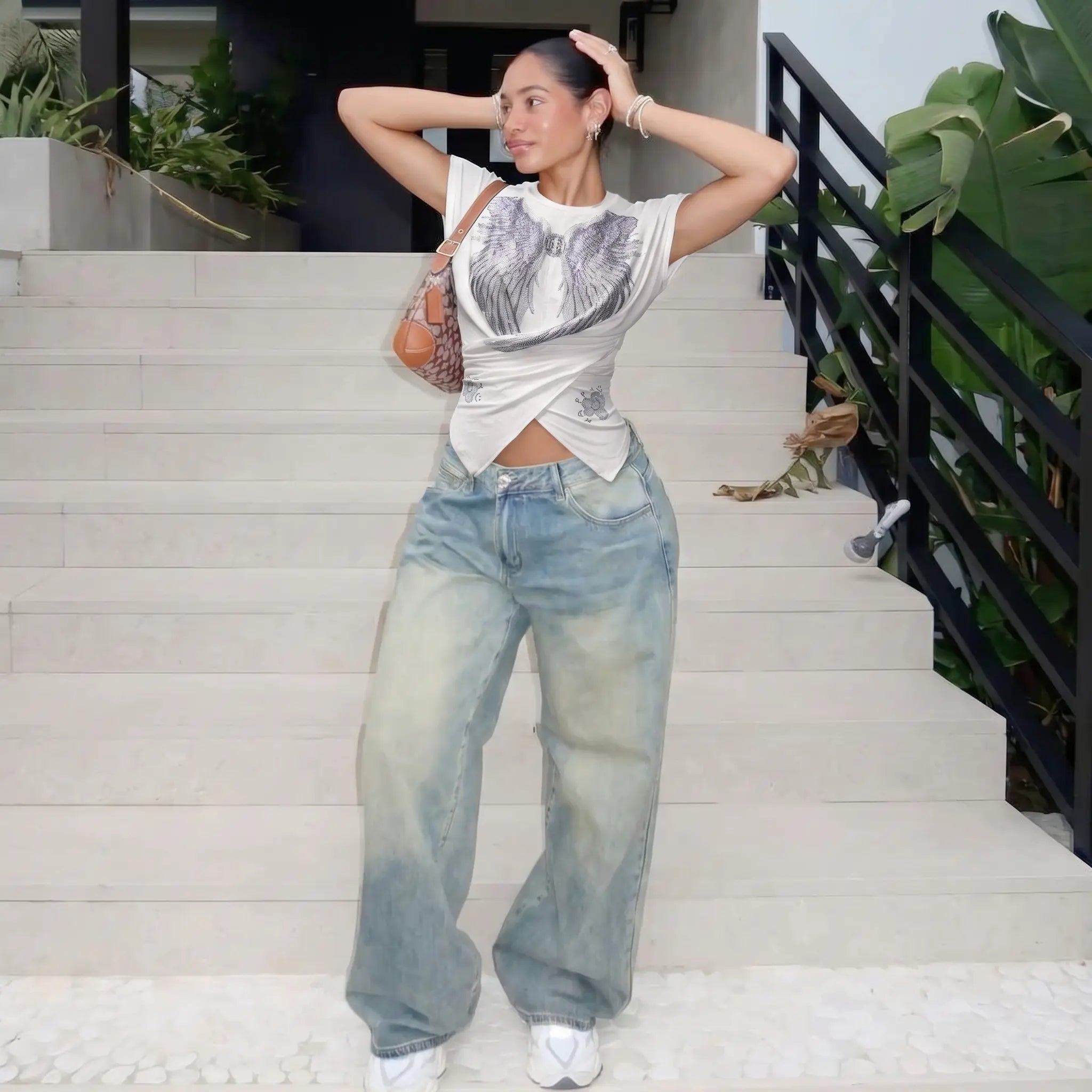 TCH Rhinestone Angel Wing Wrap Crop Top Luxury Streetwear Brand Official Showcase