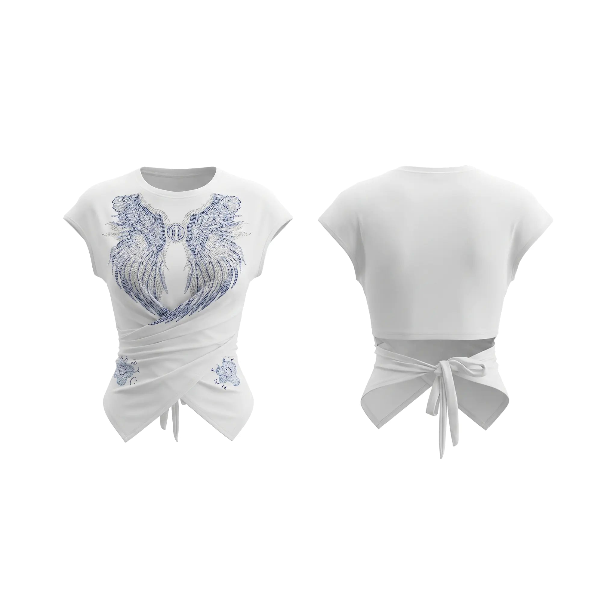 TCH Rhinestone Angel Wing Wrap Crop Top Luxury Streetwear Brand Official Showcase