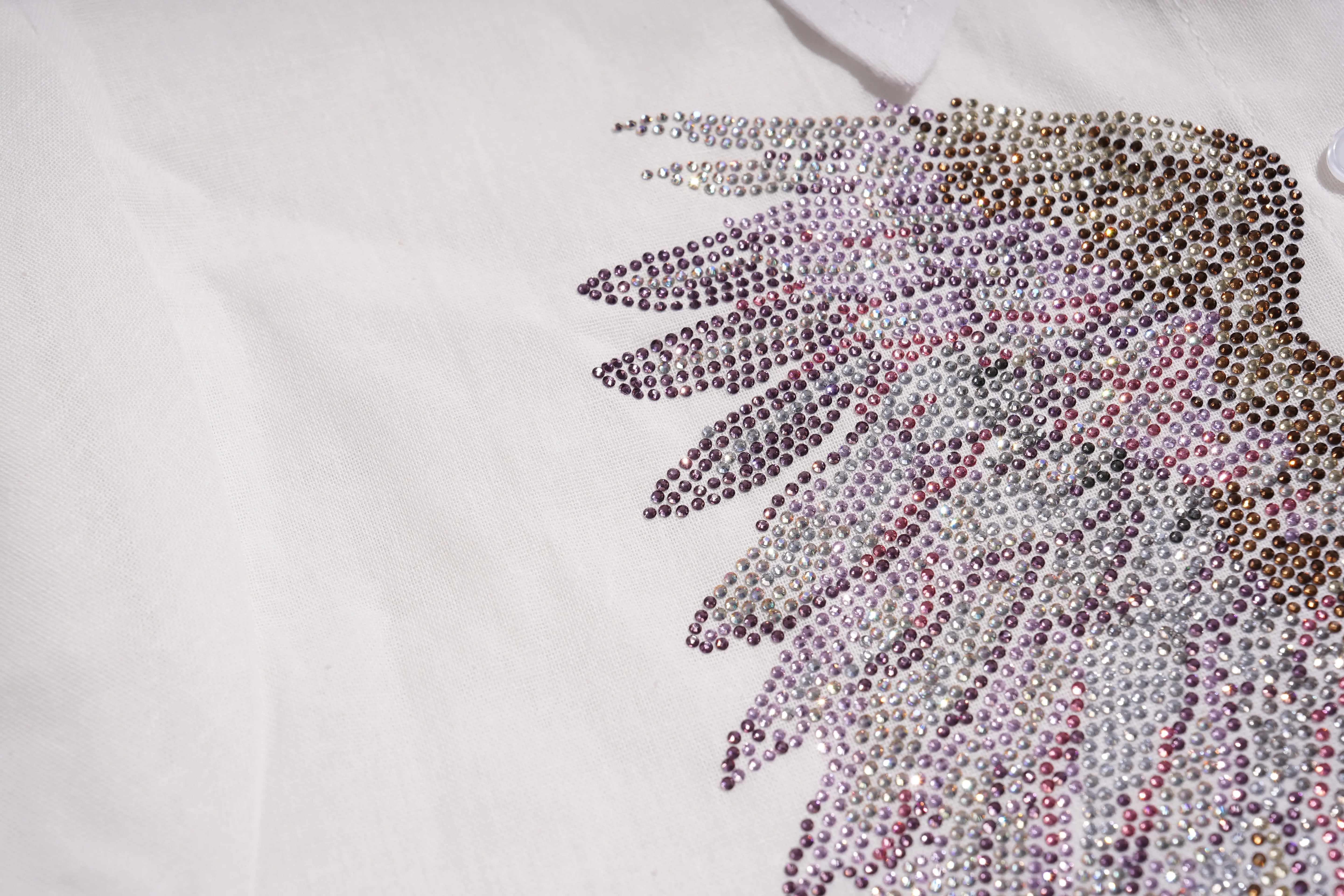 Close-up of a decorative feather with rhinestones on a white background, TCH Rhinestone Angel Wings & Cross Set