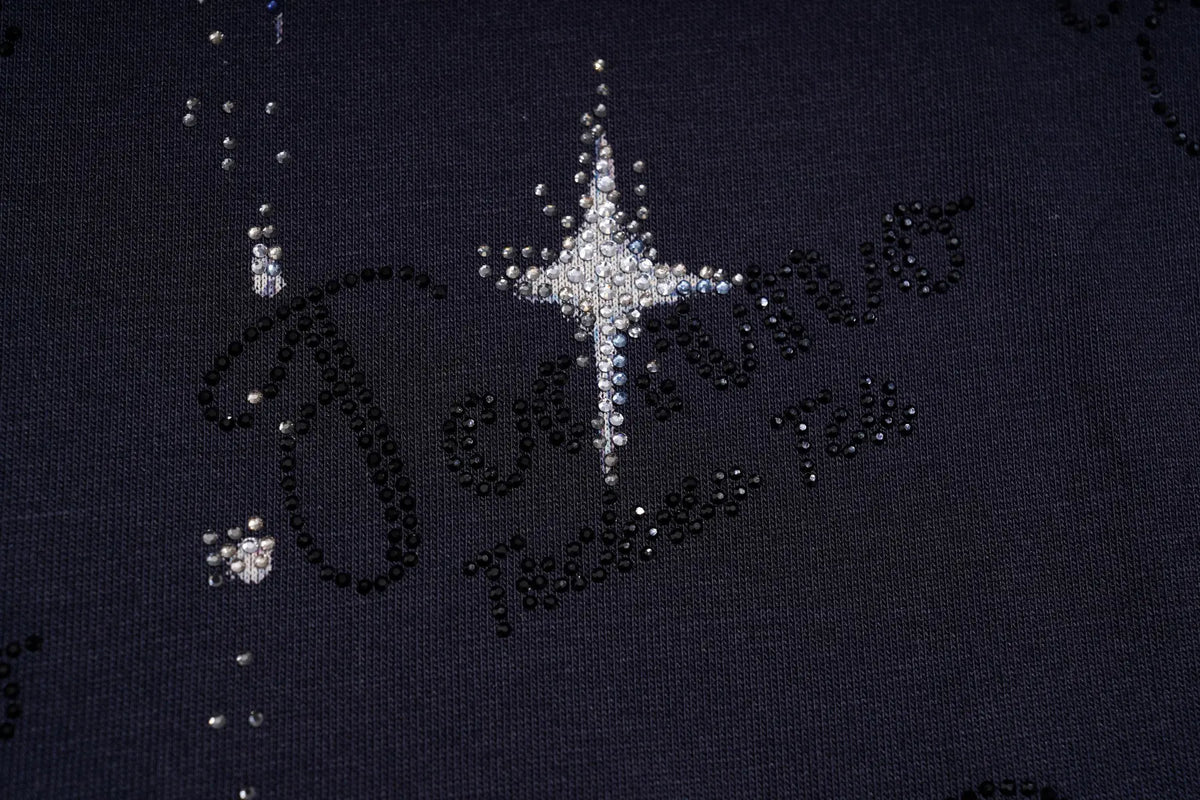 TCH Rhinestone Angel Wings Graphic Navy Blue T-Shirt Luxury Streetwear Brand Official Showcase