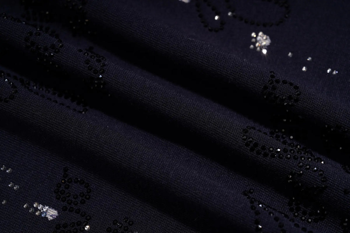 TCH Rhinestone Angel Wings Graphic Navy Blue T-Shirt Luxury Streetwear Brand Official Showcase