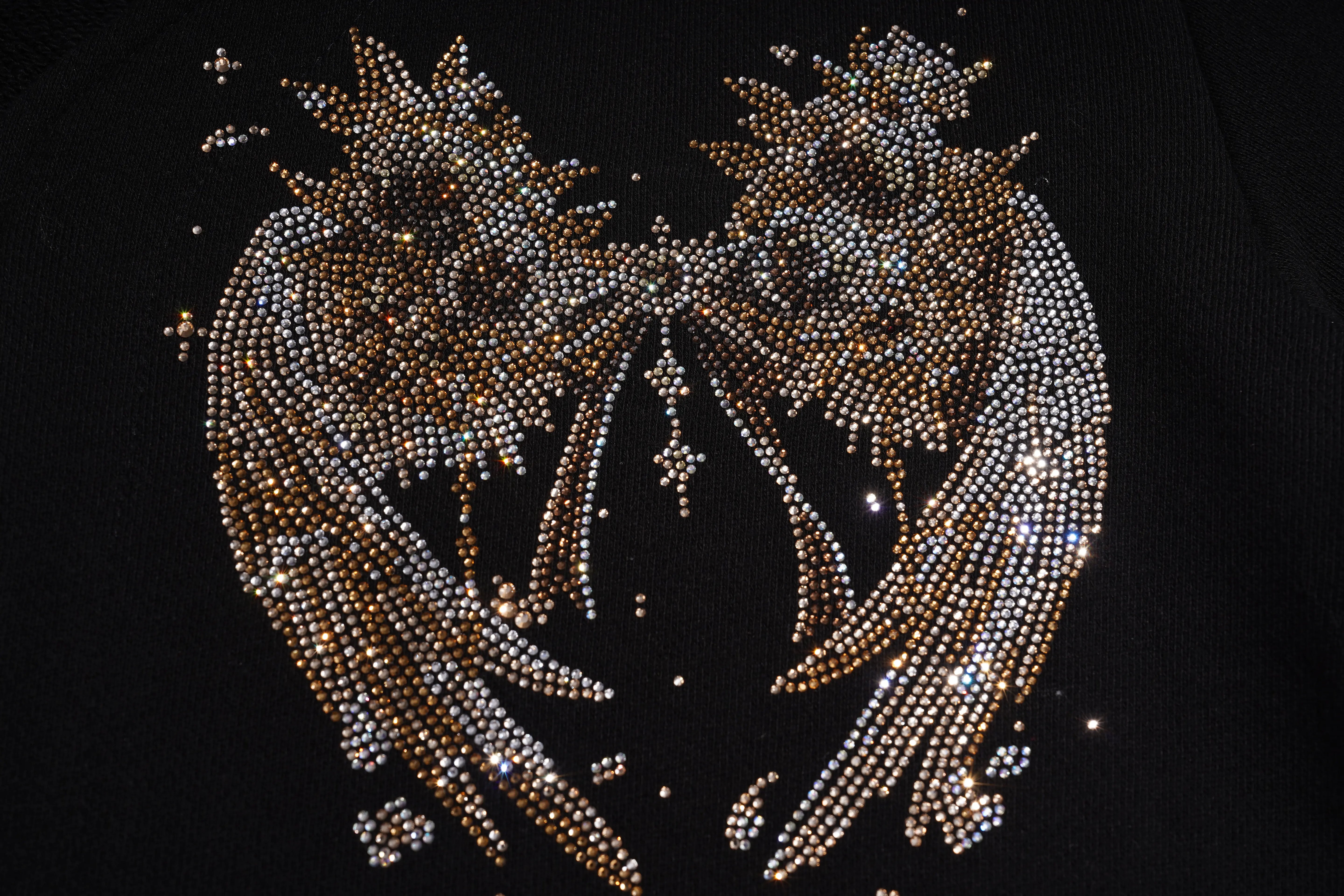TCH Rhinestone Angel Wings V-Neck Zip Sweatshirt Luxury Streetwear Brand Official Showcase