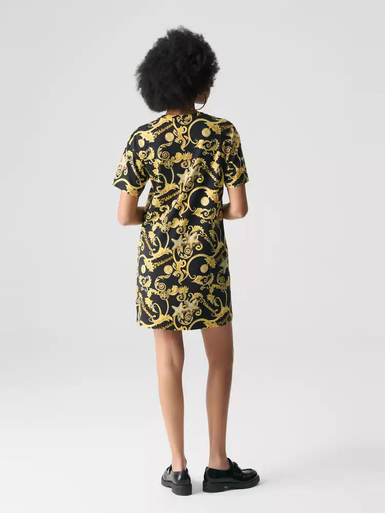 tch rhinestone baroque print t-shirt dress blackandgold HighEnd Luxury Streetwear Brand Official Showcase