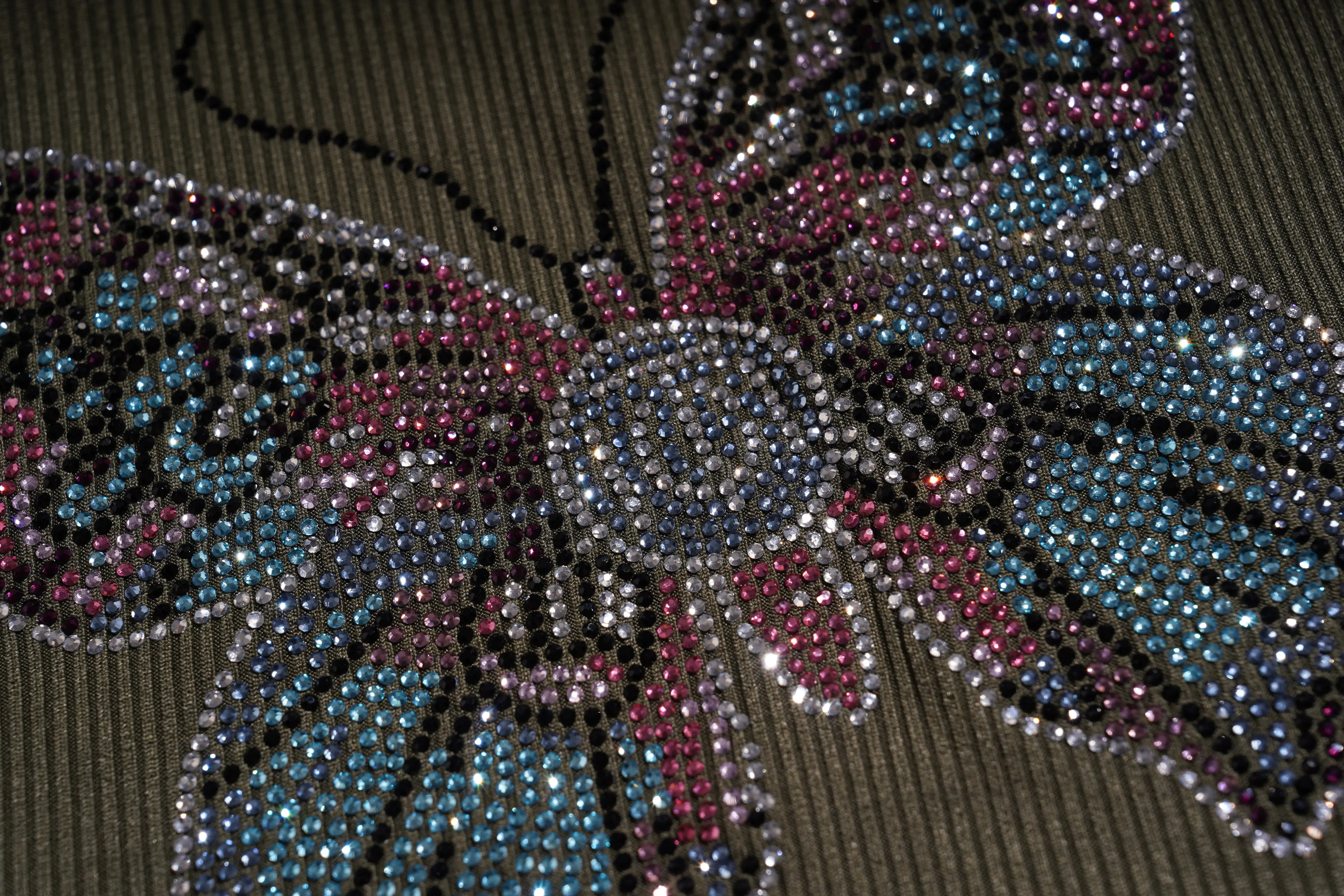 Butterfly design with rhinestones on a textured background, TCH Rhinestone Butterfly Bow Tank Top