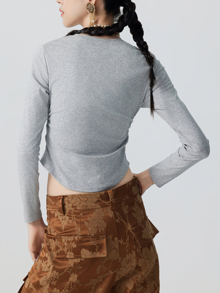 tch rhinestone butterfly drawstring waist crop top lightgray HighEnd Luxury Streetwear Brand Official Showcase