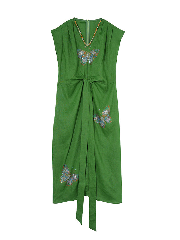 tch rhinestone butterfly sleeveless split dress green HighEnd Luxury Streetwear Brand Official Showcase