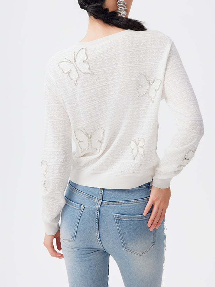 tch rhinestone button sparkle knit top beige HighEnd Luxury Streetwear Brand Official Showcase
