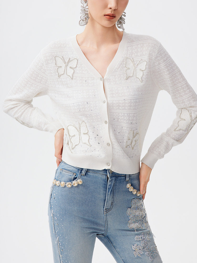 tch rhinestone button sparkle knit top beige HighEnd Luxury Streetwear Brand Official Showcase