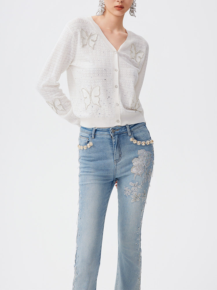 tch rhinestone button sparkle knit top beige HighEnd Luxury Streetwear Brand Official Showcase