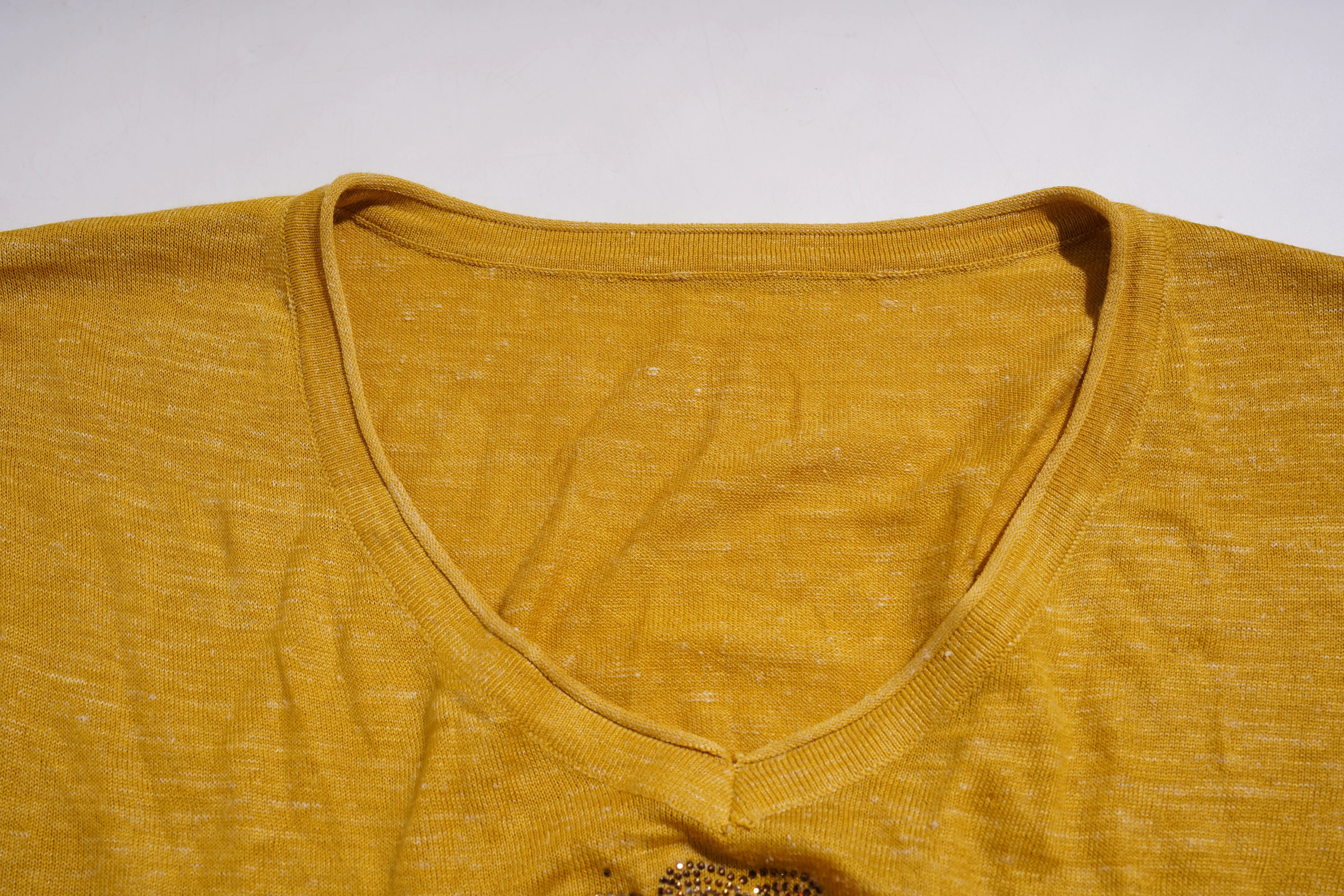Yellow t-shirt with a V-neck on a white background, TCH Rhinestone Chihuahua Galaxy Set