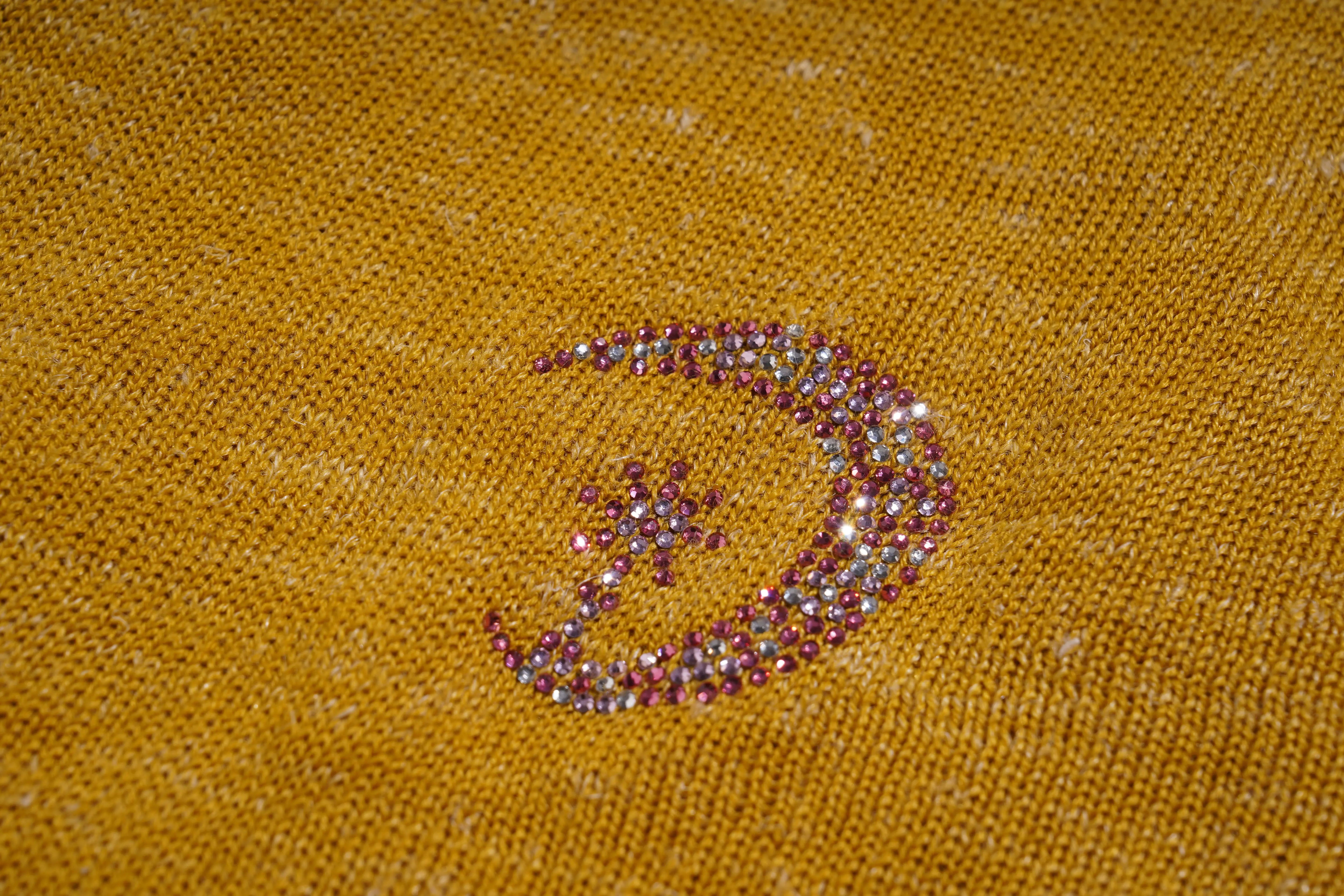 Decorative moon and star design on a textured yellow fabric background, TCH Rhinestone Chihuahua Galaxy Set