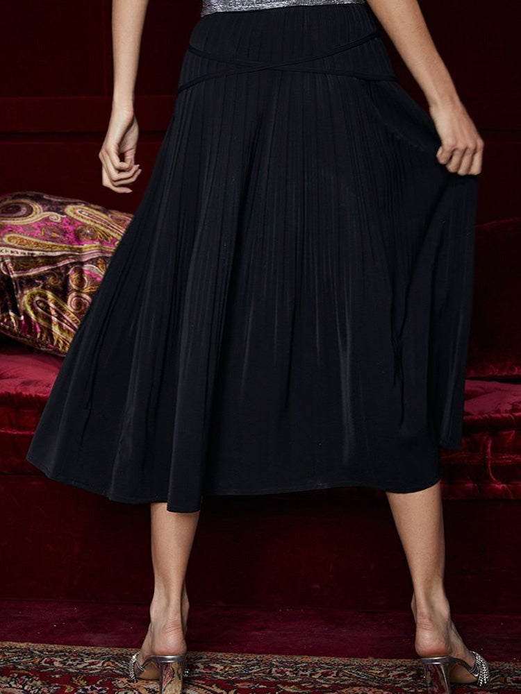 tch rhinestone contrast waistband midi skirt black HighEnd Luxury Streetwear Brand Official Showcase
