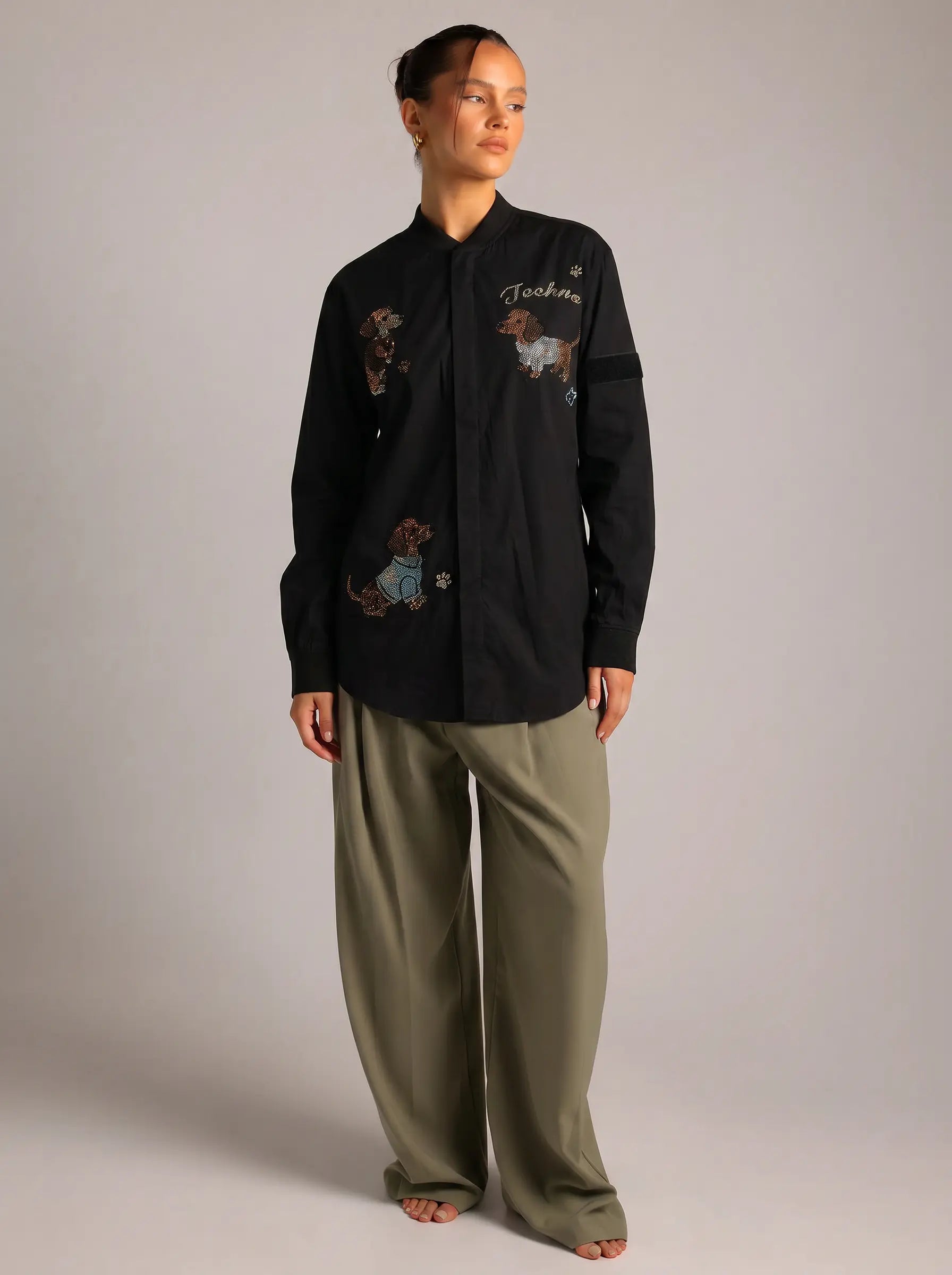 TCH Rhinestone Dachshund Shirt Jacket Luxury Streetwear Brand Official Showcase