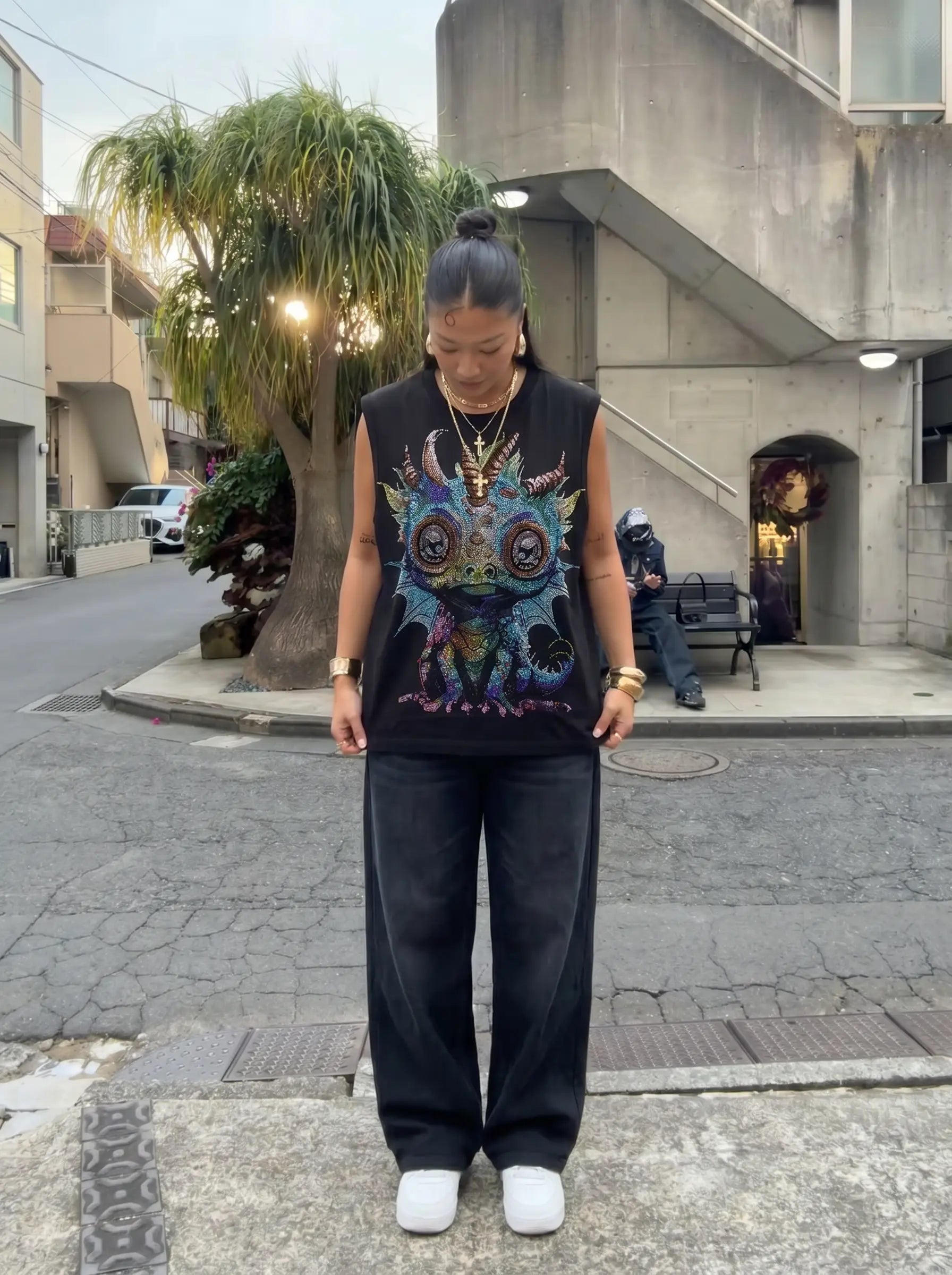 TCH Rhinestone Dragon Creature Tank Top Luxury Streetwear Brand Official Showcase