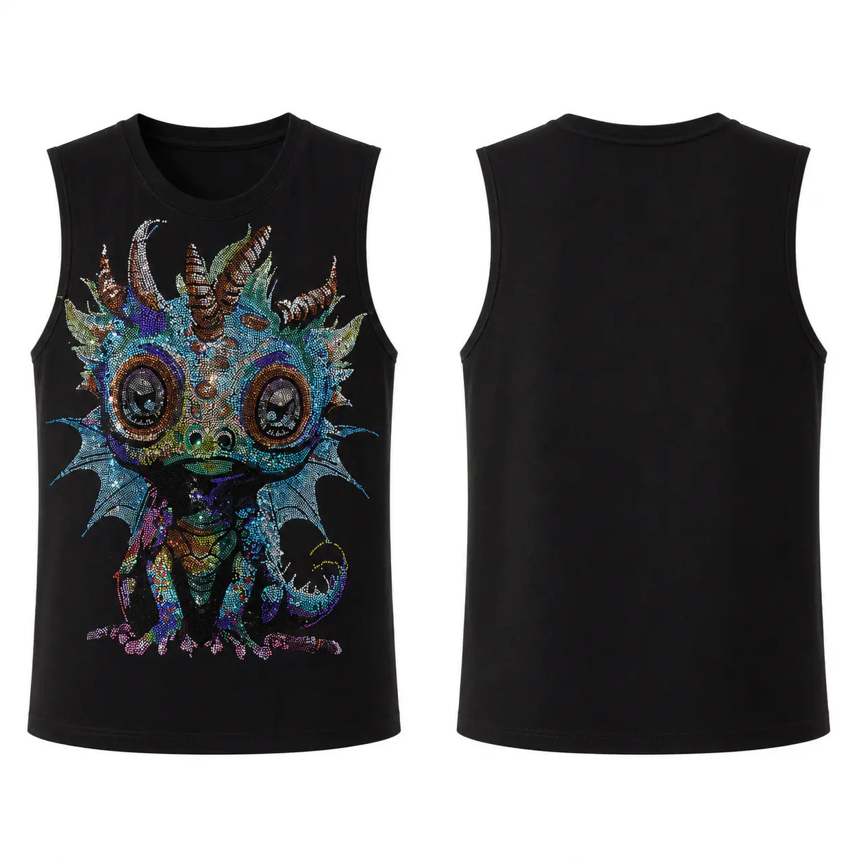 TCH Rhinestone Dragon Creature Tank Top Luxury Streetwear Brand Official Showcase
