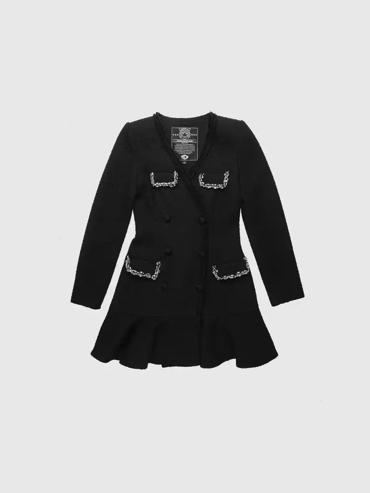tch rhinestone embellished button mini dress black HighEnd Luxury Streetwear Brand Official Showcase
