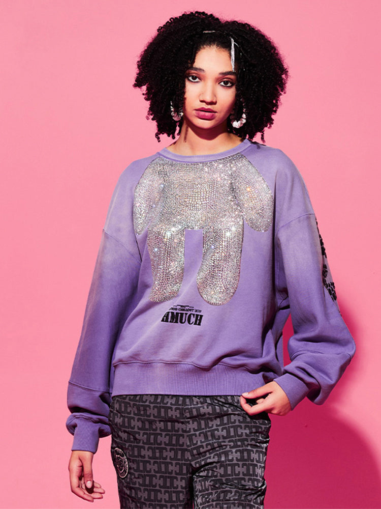 tch rhinestone fashion oversized sweatshirt purple HighEnd Luxury Streetwear Brand Official Showcase