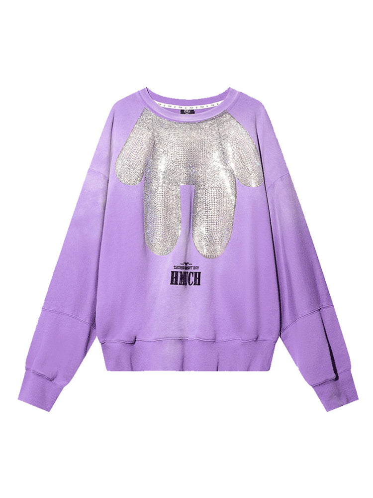 tch rhinestone fashion oversized sweatshirt purple HighEnd Luxury Streetwear Brand Official Showcase