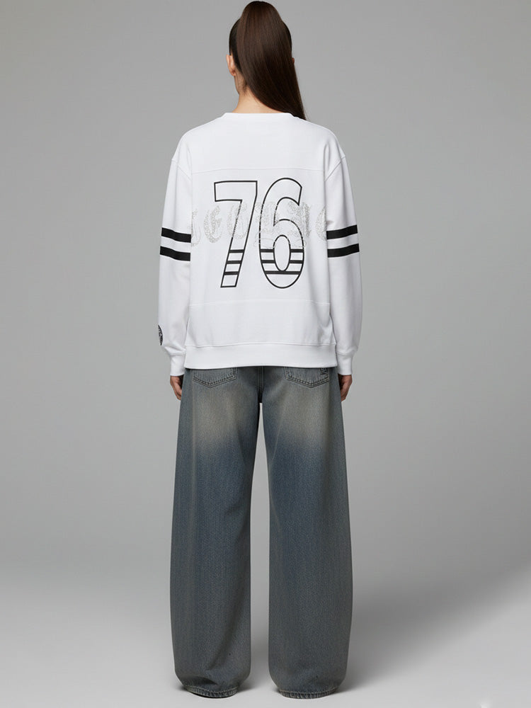 tch rhinestone football-inspired oversized sweatshirt white HighEnd Luxury Streetwear Brand Official Showcase