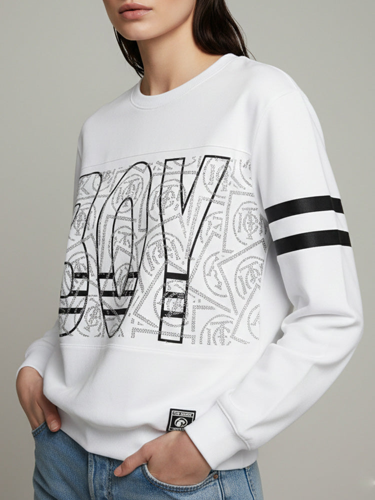 tch rhinestone football-inspired oversized sweatshirt white HighEnd Luxury Streetwear Brand Official Showcase