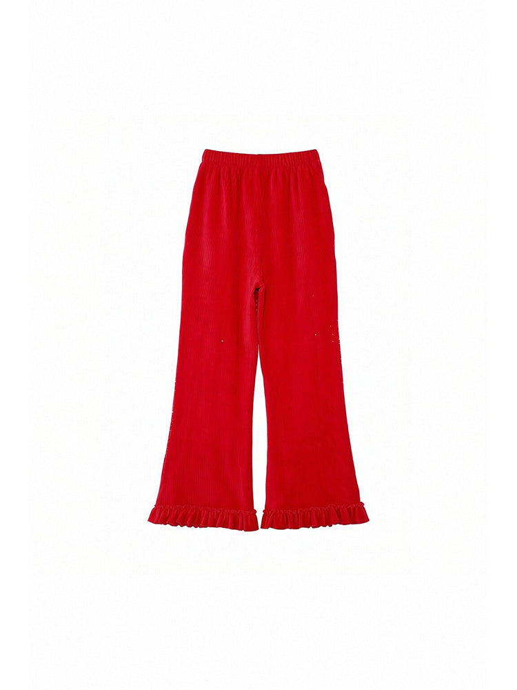 tch rhinestone galaxy velvet straight-leg pants red HighEnd Luxury Streetwear Brand Official Showcase