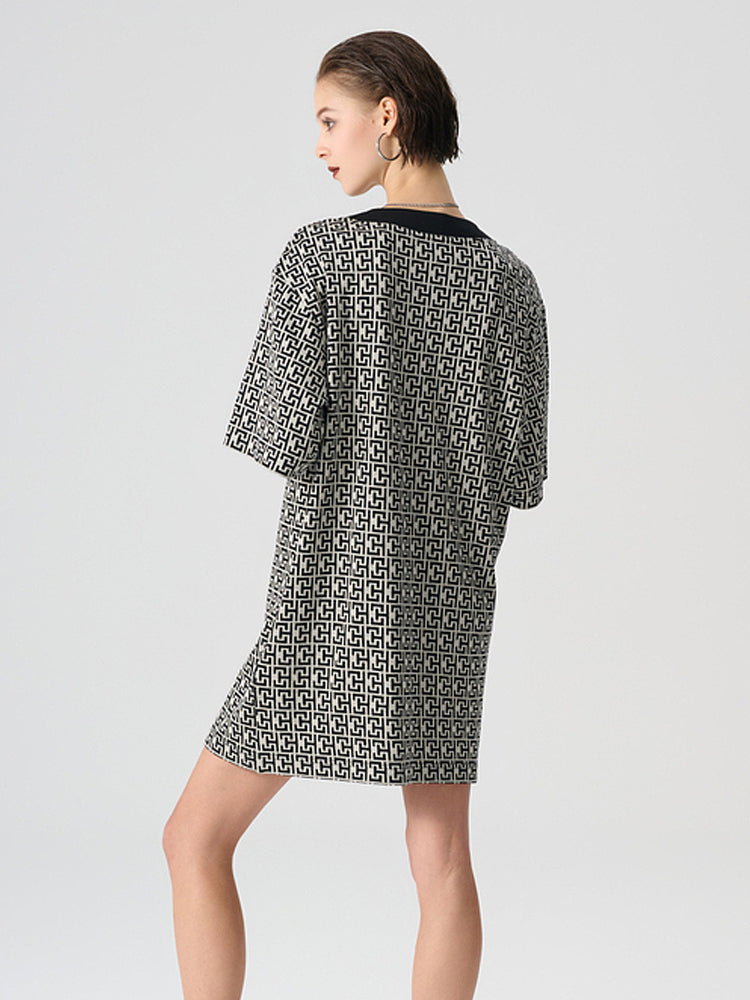 tch rhinestone geometric-print tunic dress black HighEnd Luxury Streetwear Brand Official Showcase