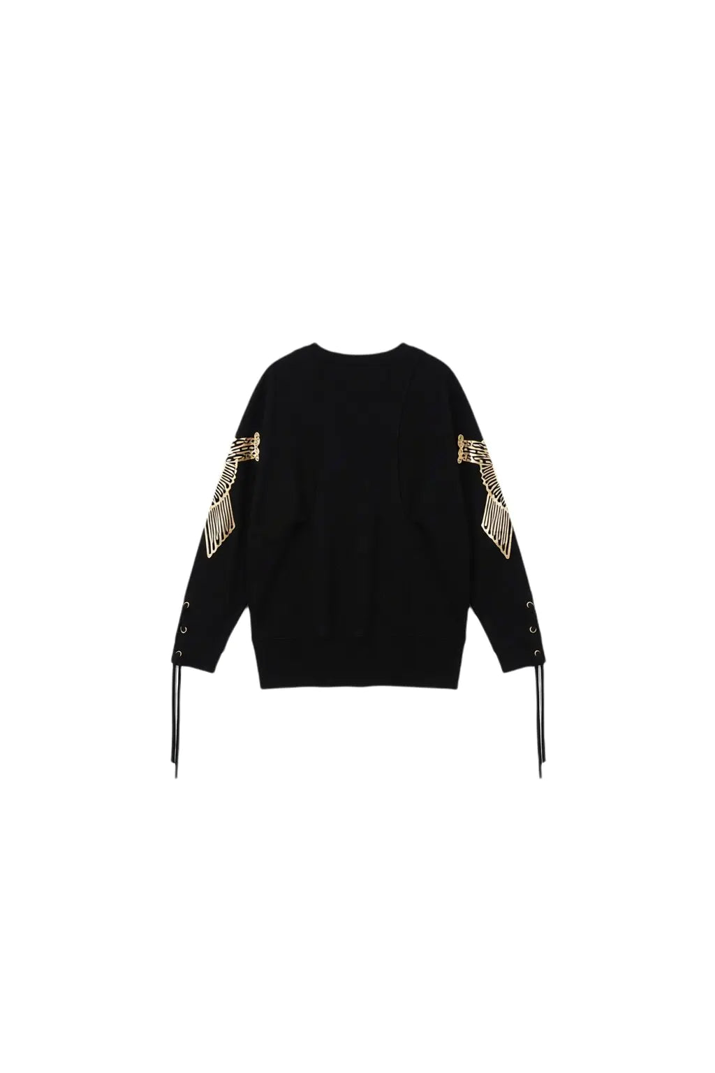 Black sweater with gold accents on a white background, TCH Rhinestone Girl & Dog Graphic Crewneck Sweatshirt