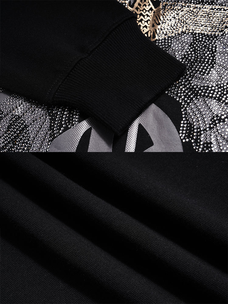 tch rhinestone graphic black hoodie black HighEnd Luxury Streetwear Brand Official Showcase