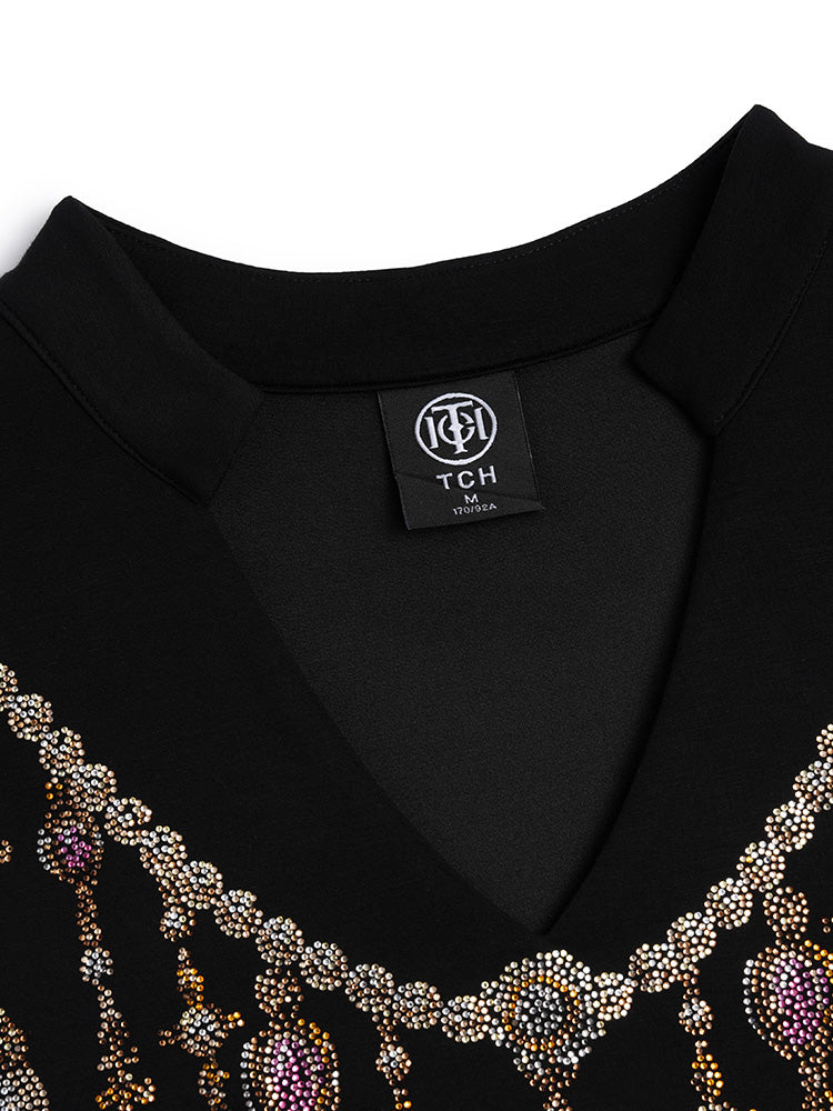 tch rhinestone graphic necklace midi dress black HighEnd Luxury Streetwear Brand Official Showcase