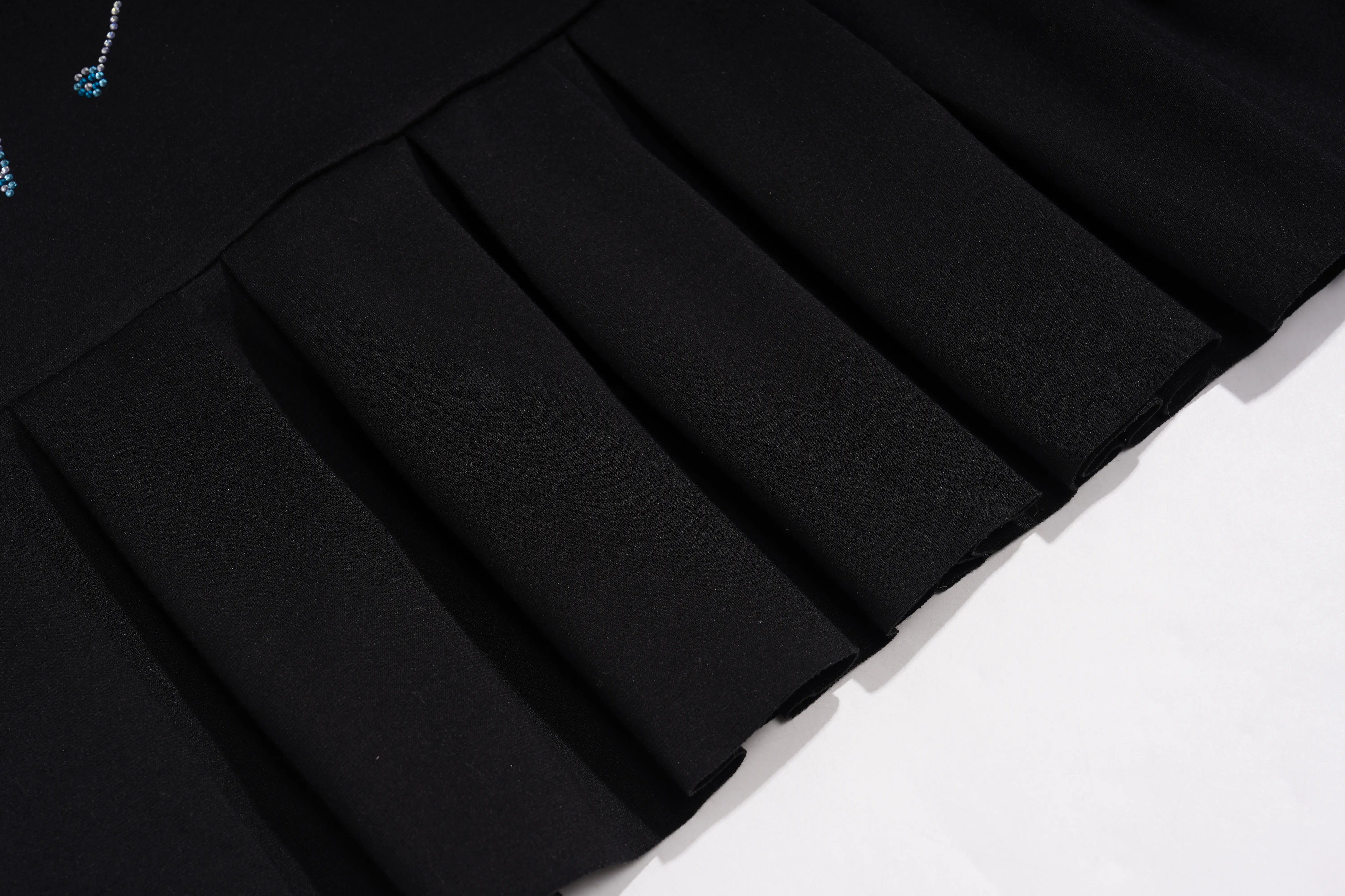 TCH Rhinestone Graphic Pleated Hem Sleeveless Black Dress TCH Rhinestone Graphic Pleated Hem Sleeveless Black Dress