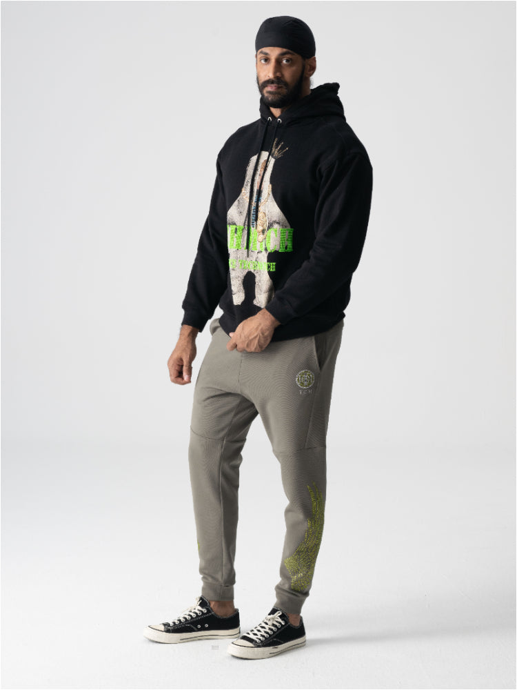 TCH Rhinestone Graphic Print Hooded Sweatshirt black HighEnd Luxury Streetwear Brand Official Showcase