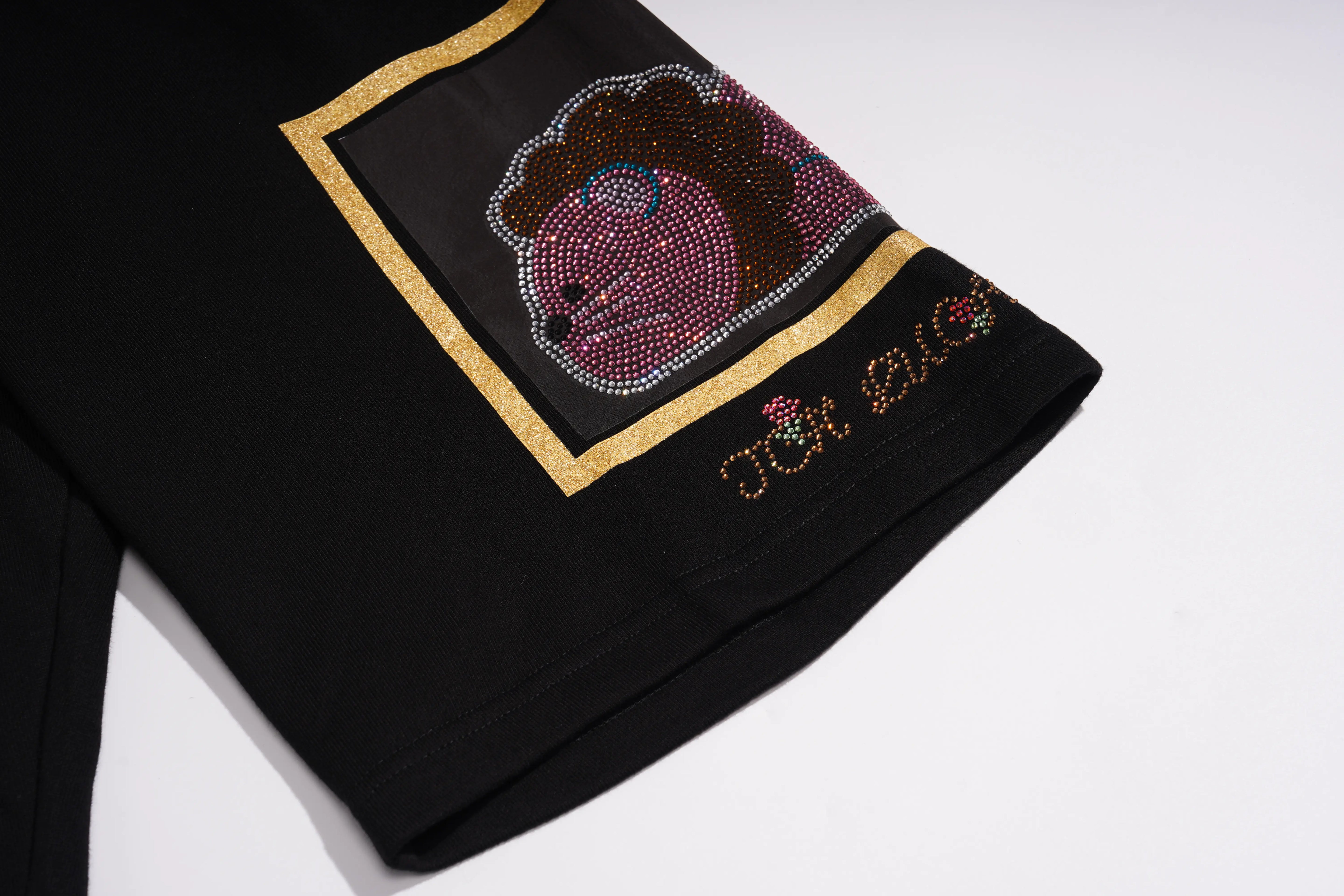 TCH Rhinestone Graphic Shorts Black Streetwear Cotton Sweat Shorts Luxury Streetwear Brand Official Showcase