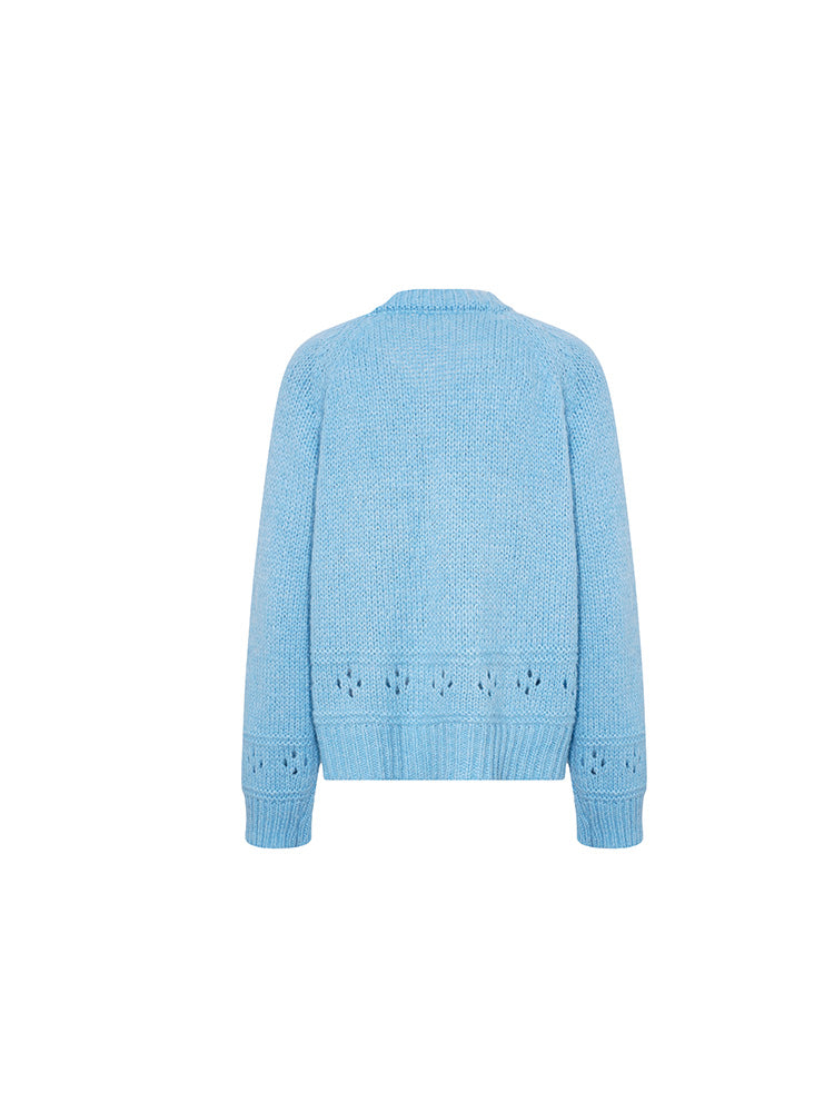 tch rhinestone graphic soft knit cardigan lightblue HighEnd Luxury Streetwear Brand Official Showcase