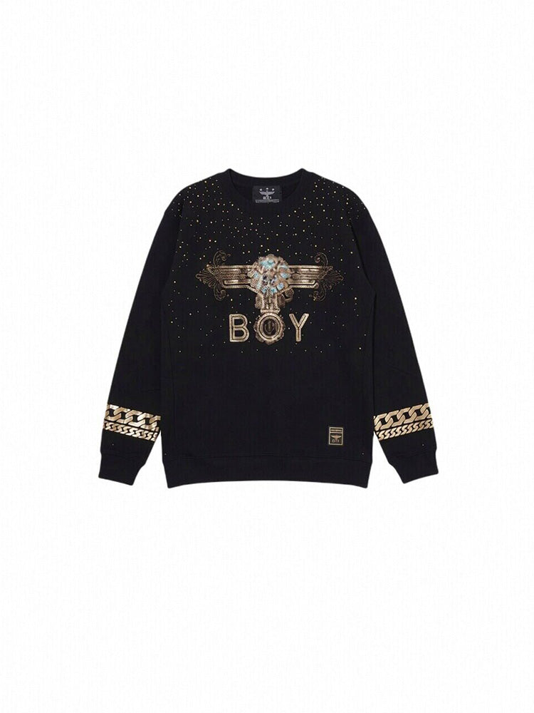 tch rhinestone graphic unisex sweatshirt black HighEnd Luxury Streetwear Brand Official Showcase