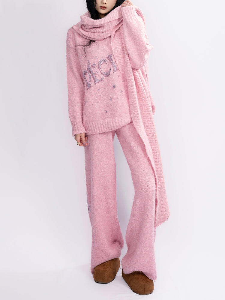 tch rhinestone knit 3-piece lounge outfit pink HighEnd Luxury Streetwear Brand Official Showcase