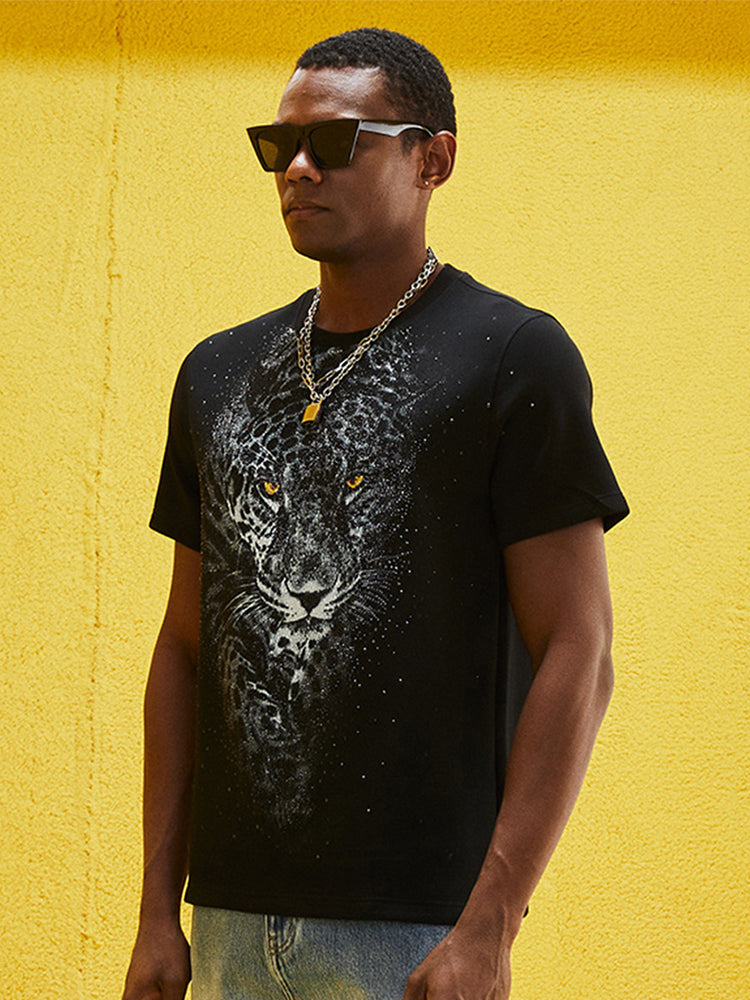 tch rhinestone leopard short sleeve t shirt black HighEnd Luxury Streetwear Brand Official Showcase
