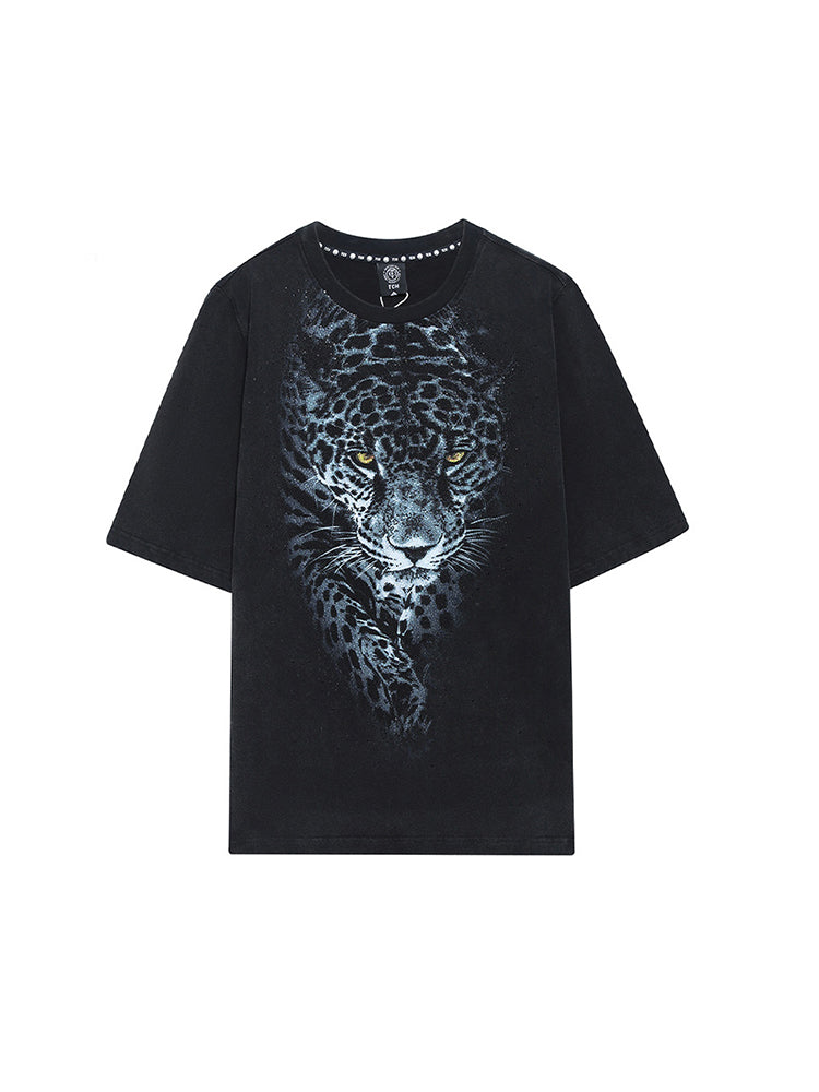tch rhinestone leopard short sleeve t shirt black HighEnd Luxury Streetwear Brand Official Showcase