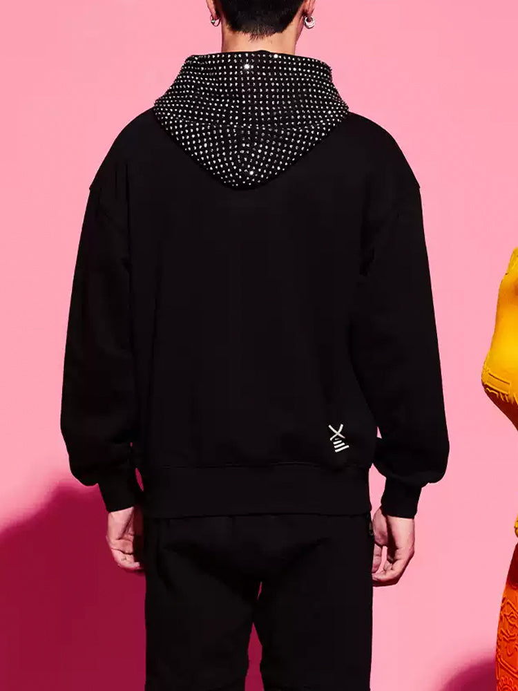 tch rhinestone letter hooded sweatshirt black HighEnd Luxury Streetwear Brand Official Showcase