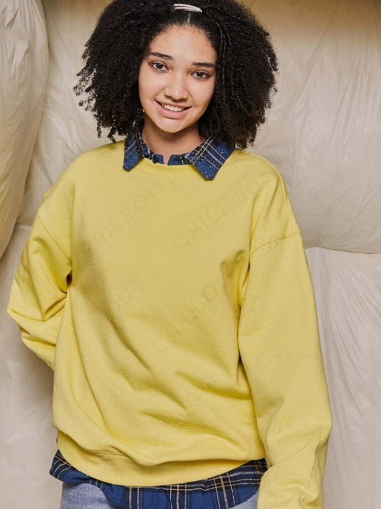 tch rhinestone letter print loose top yellow HighEnd Luxury Streetwear Brand Official Showcase