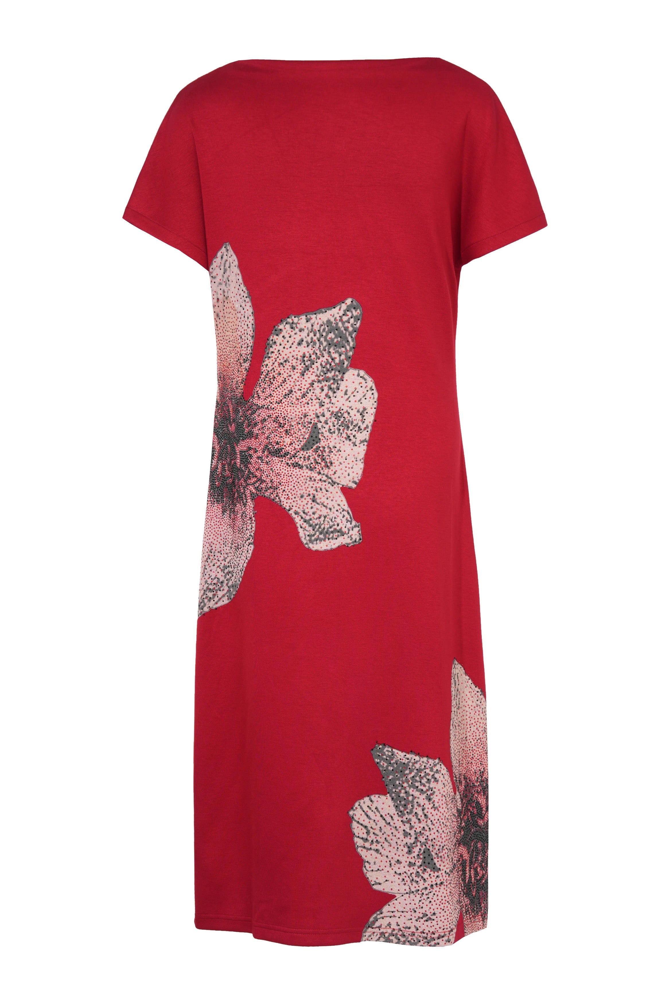 TCH Rhinestone Lily Floral Red Bodycon Dress - 2