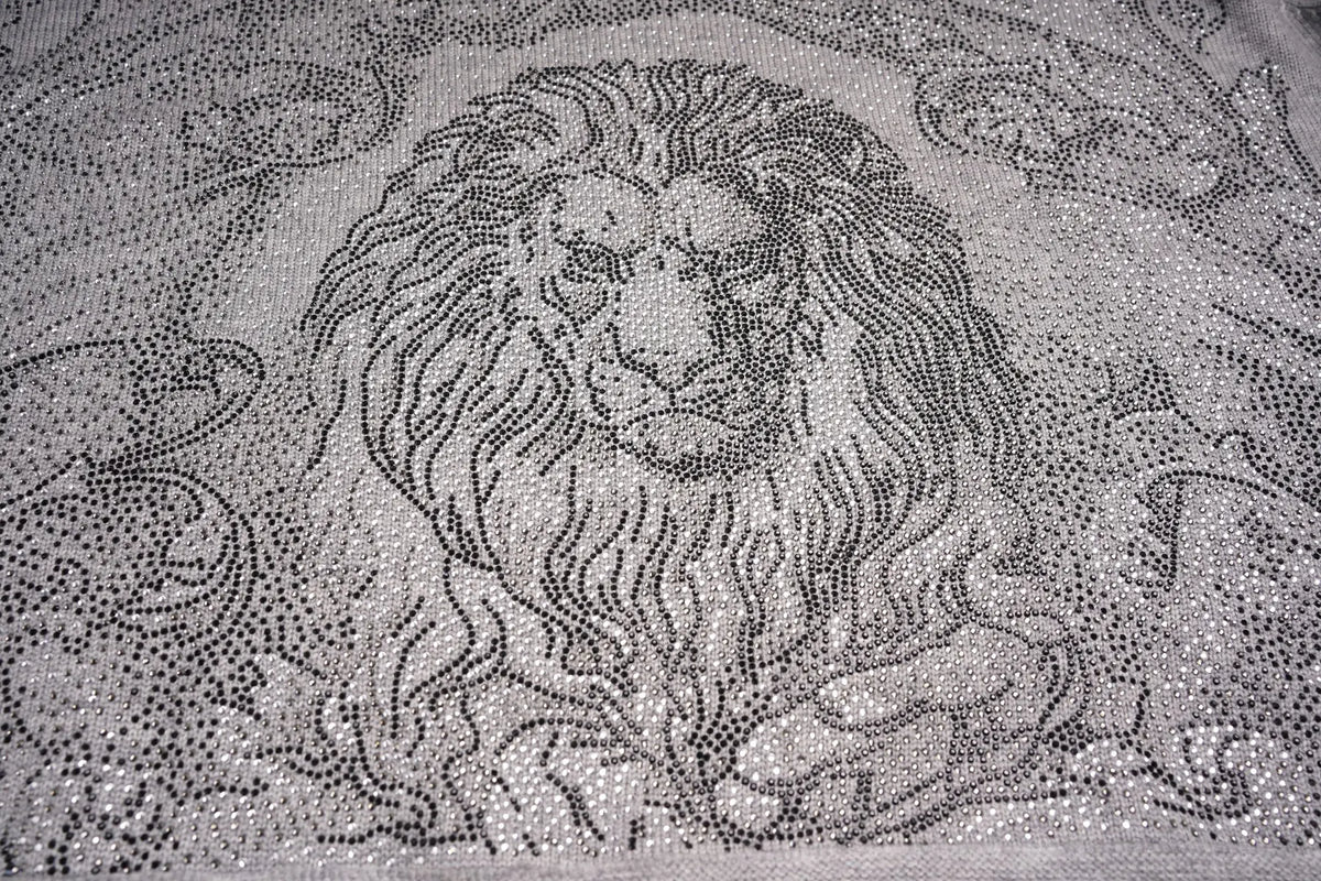 TCH Rhinestone Lion Graphic Grey Sweatshirt TCH lion graphic sweatshirt Grey rhinestone sweatshirt Lion print crewneck sweatshirt Gothic graphic sweatshirt Rhinestone embellished sweatshirt Grey streetwear sweatshirt Vintage lion graphic top  Grey crew neck pullover Graphic long sleeve sweatshirt Unisex lion print sweatshirt